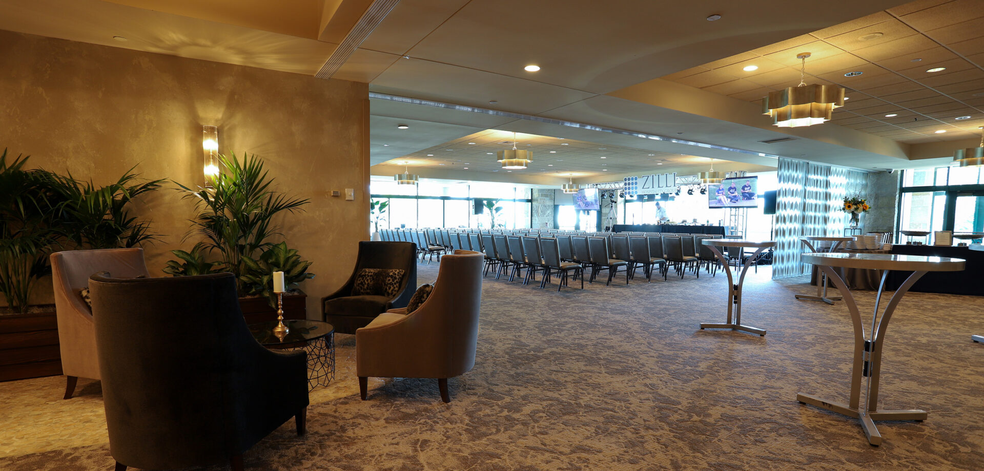 Carpet and lounge chairs at Miller Room