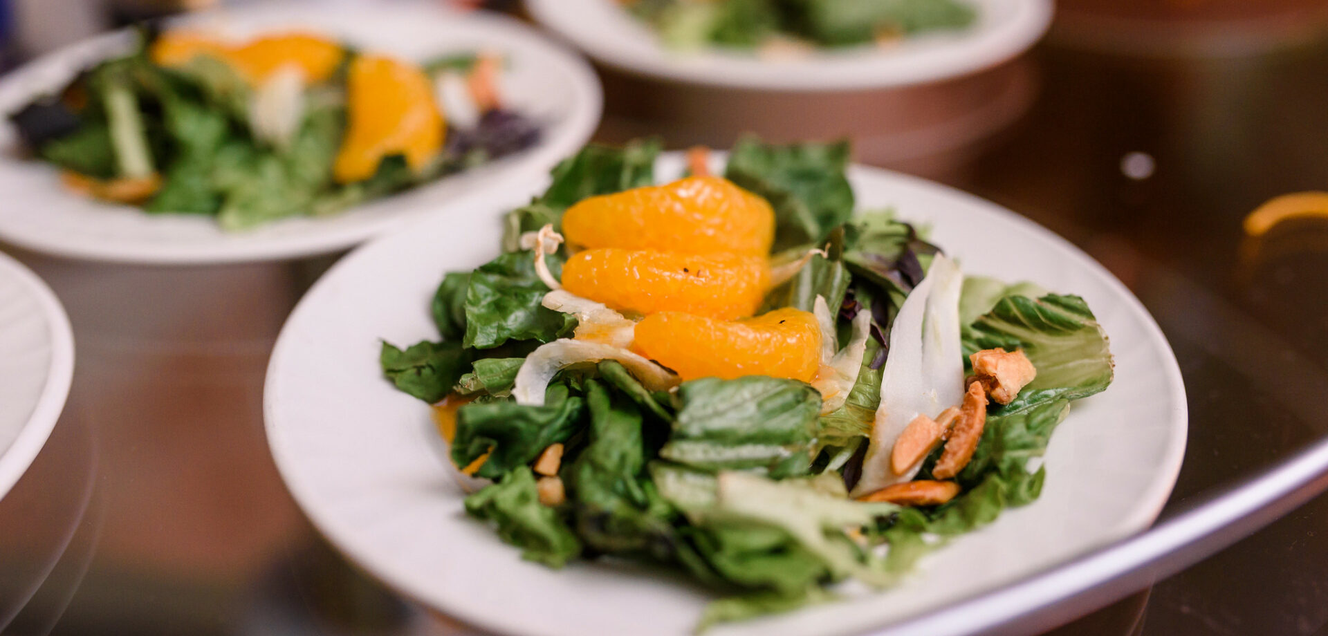 Plated summer mandarin orange salads